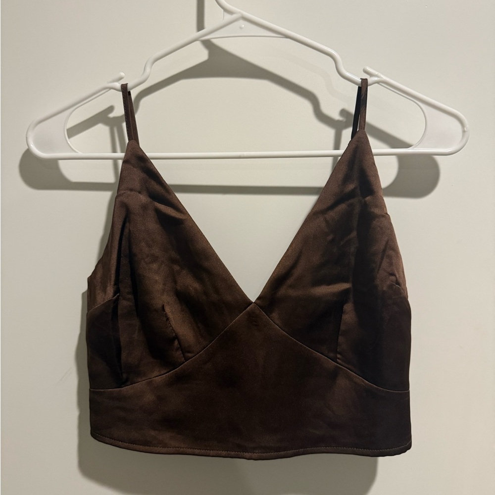 Abercrombie & Fitch Satin Crop Top - Brown